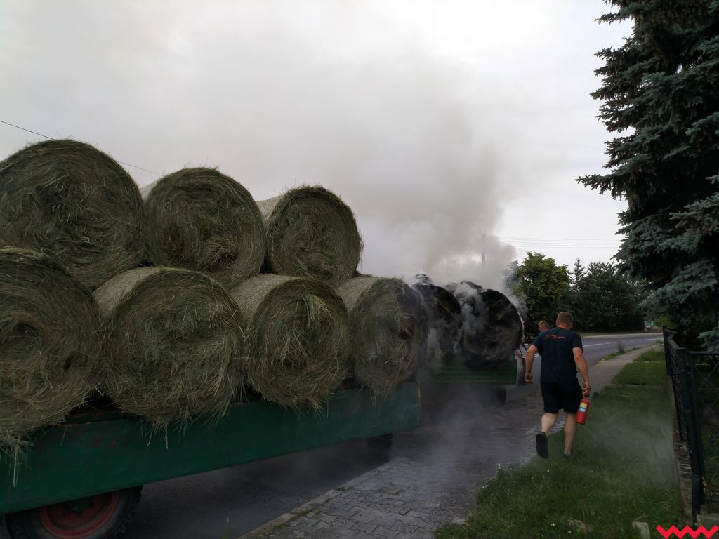 Pożar na drodze wojewódzkiej nr 466 pomiędzy Pyzdrami a Dłuskiem