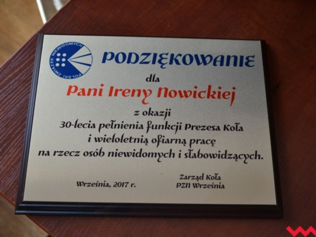 Polski Związek Niewidomych wręczył jubileuszowe odznaczenia