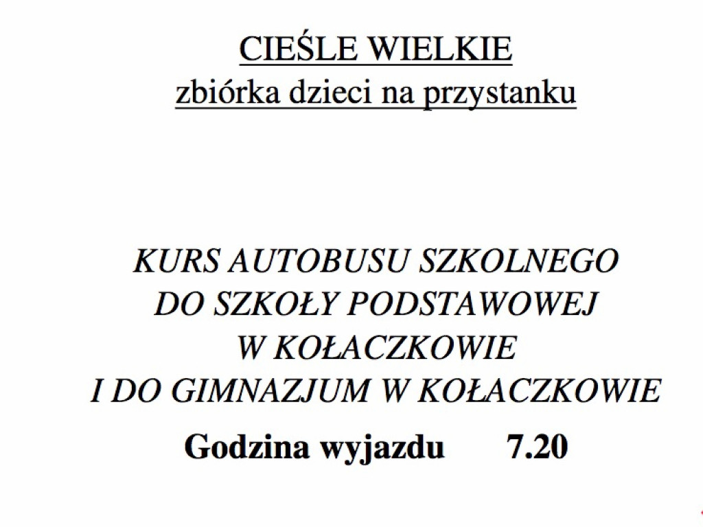 Gmina publikuje rozkład jazdy autobusów szkolnych, ale zapowiada rychłą korektę