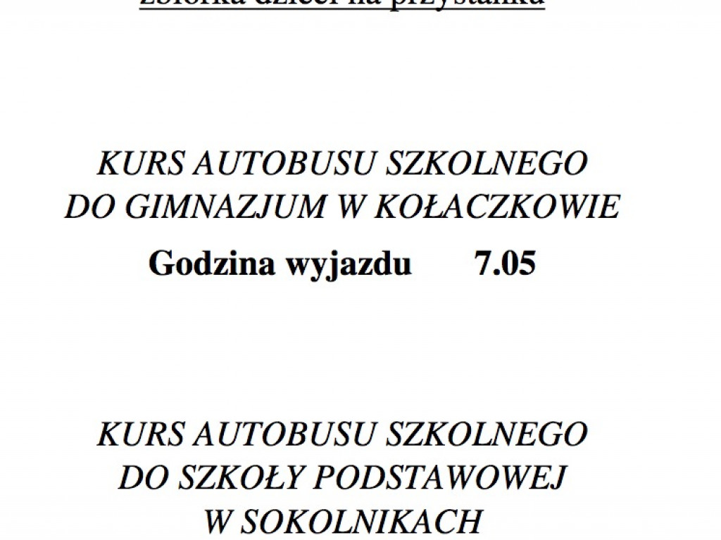 Gmina publikuje rozkład jazdy autobusów szkolnych, ale zapowiada rychłą korektę