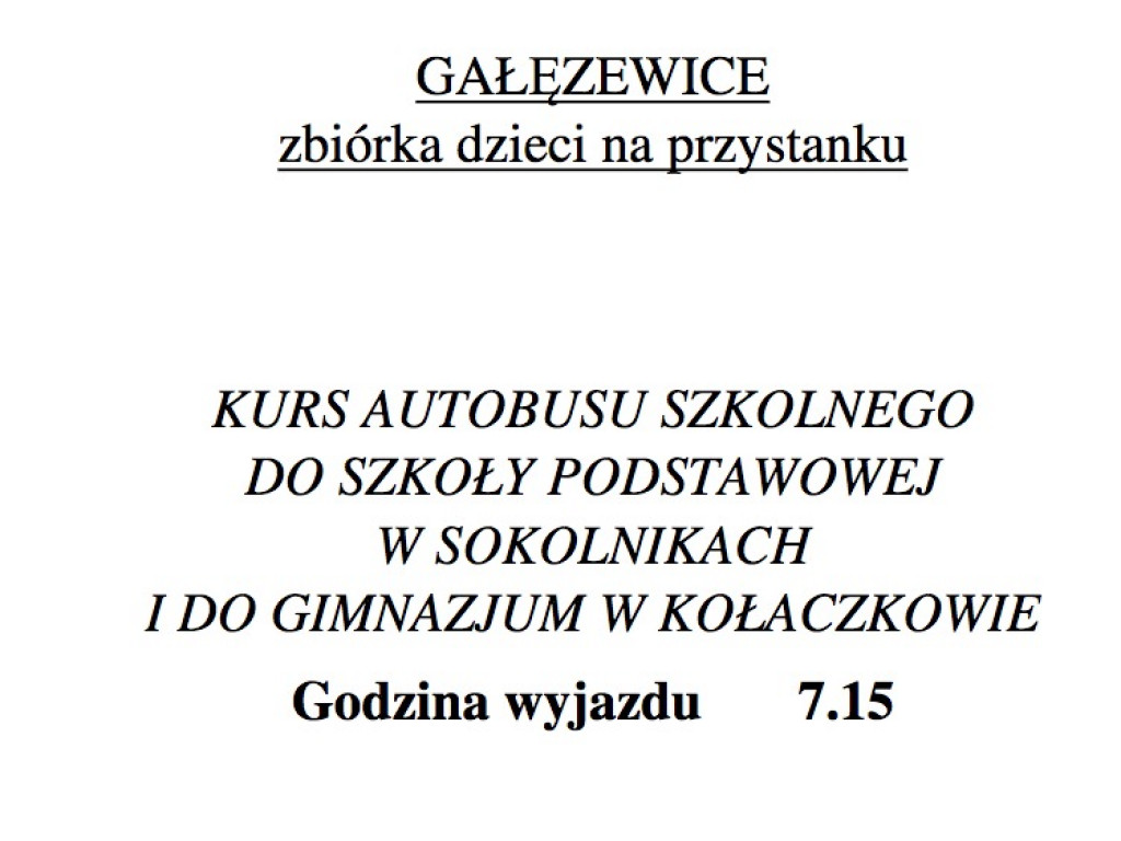 Gmina publikuje rozkład jazdy autobusów szkolnych, ale zapowiada rychłą korektę