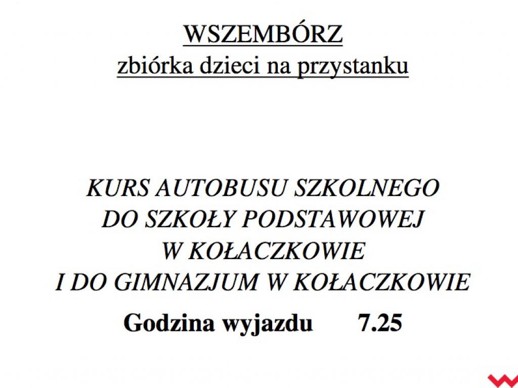 Gmina publikuje rozkład jazdy autobusów szkolnych, ale zapowiada rychłą korektę