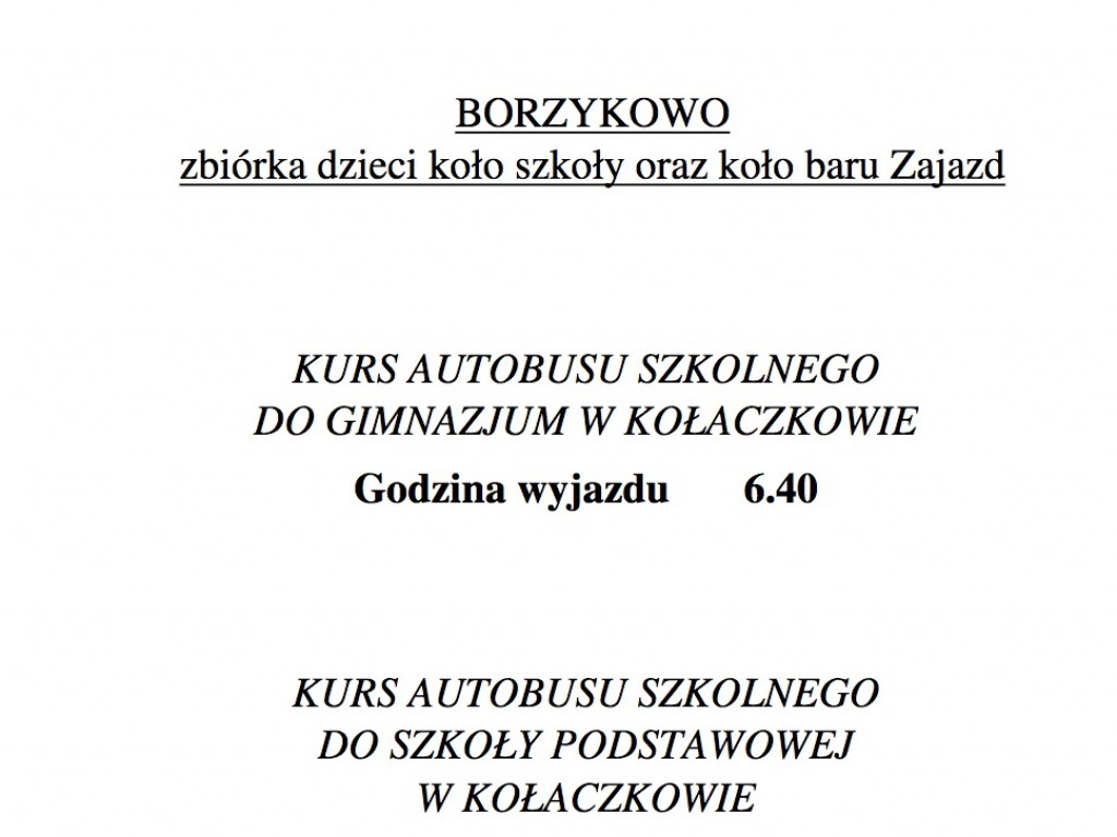 Gmina publikuje rozkład jazdy autobusów szkolnych, ale zapowiada rychłą korektę