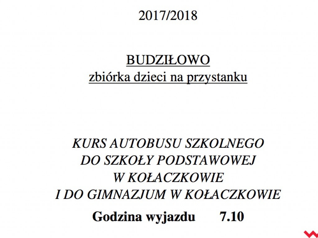 Gmina publikuje rozkład jazdy autobusów szkolnych, ale zapowiada rychłą korektę