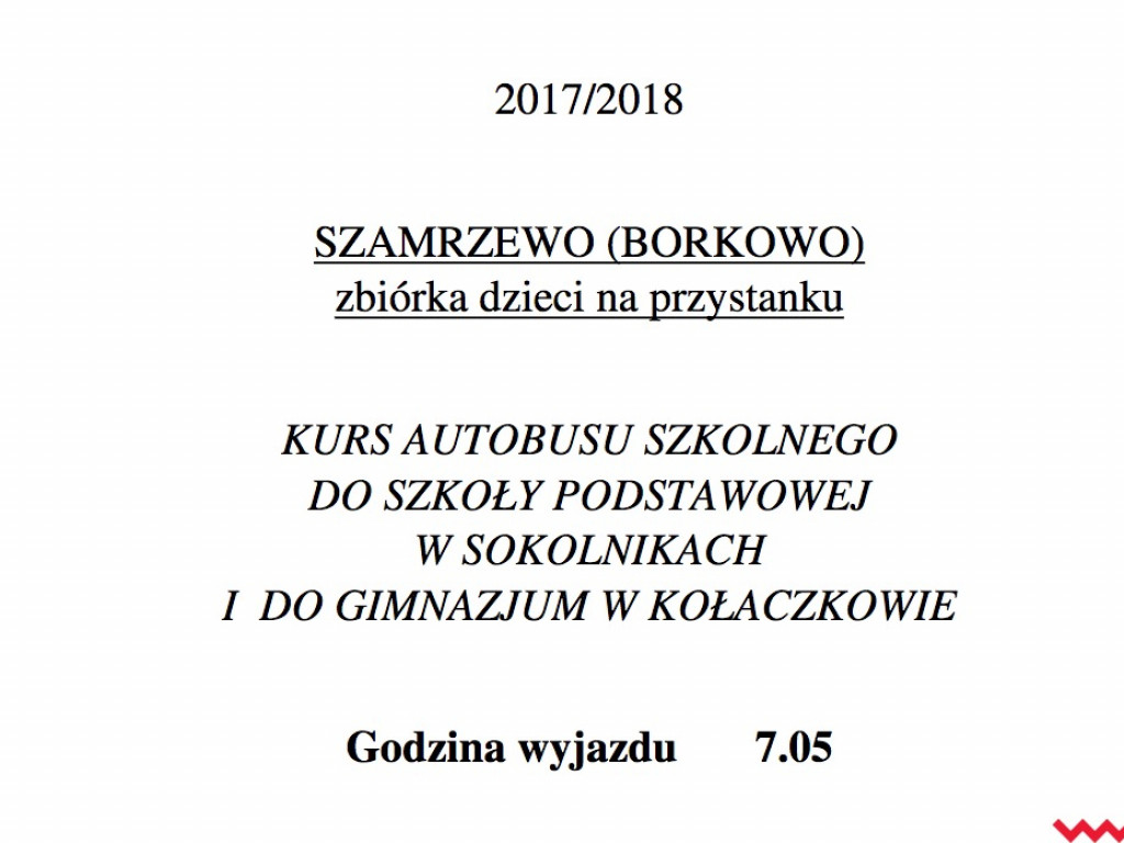 Gmina publikuje rozkład jazdy autobusów szkolnych, ale zapowiada rychłą korektę