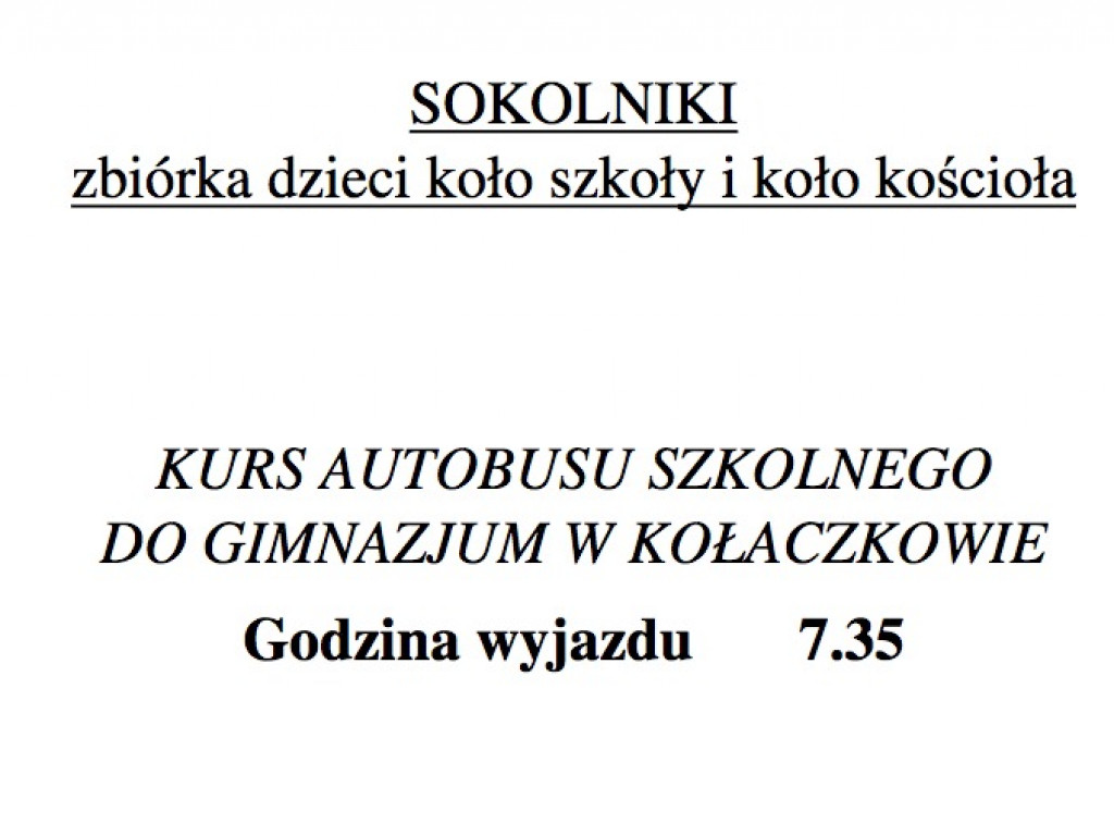 Gmina publikuje rozkład jazdy autobusów szkolnych, ale zapowiada rychłą korektę