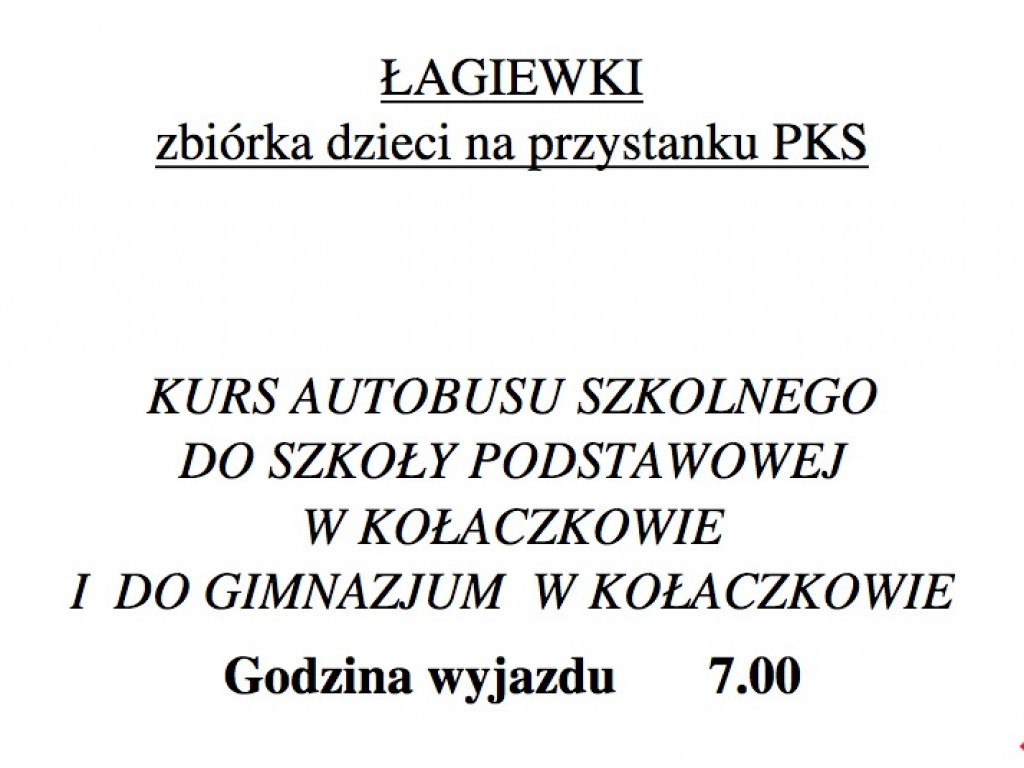 Gmina publikuje rozkład jazdy autobusów szkolnych, ale zapowiada rychłą korektę
