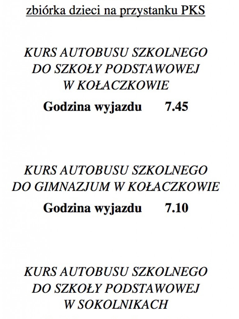 Gmina publikuje rozkład jazdy autobusów szkolnych, ale zapowiada rychłą korektę