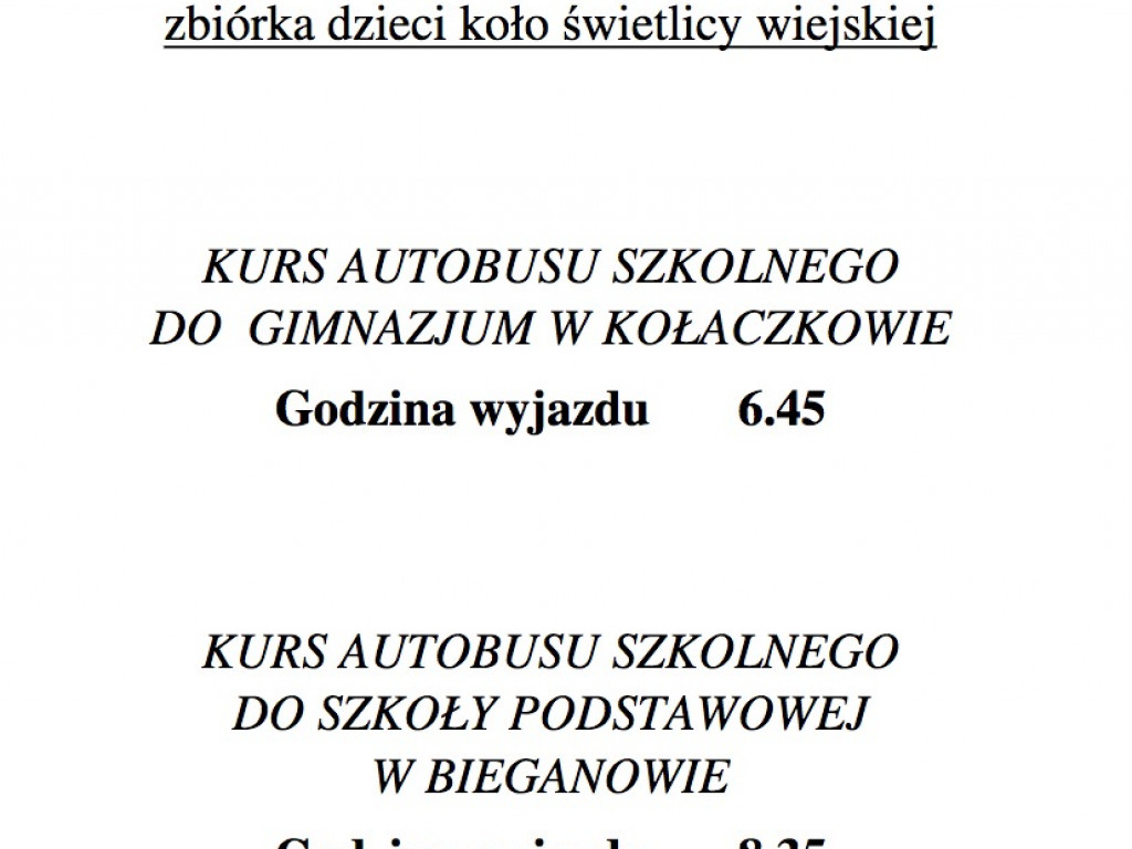 Gmina publikuje rozkład jazdy autobusów szkolnych, ale zapowiada rychłą korektę