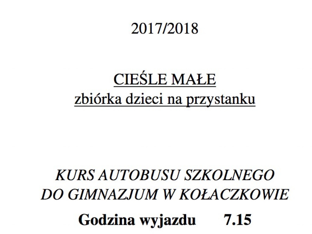 Gmina publikuje rozkład jazdy autobusów szkolnych, ale zapowiada rychłą korektę