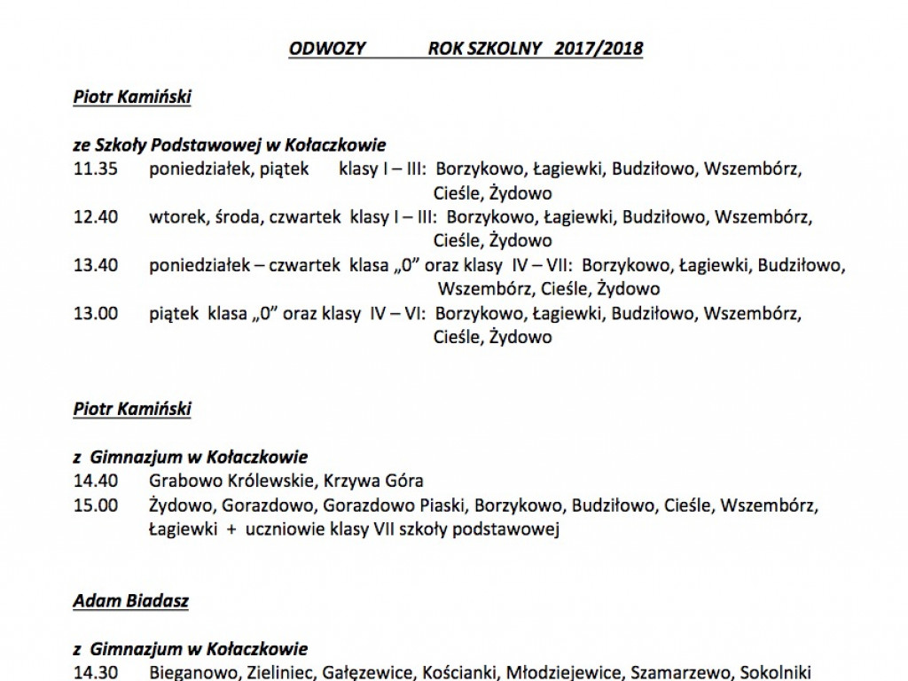 Gmina publikuje rozkład jazdy autobusów szkolnych, ale zapowiada rychłą korektę