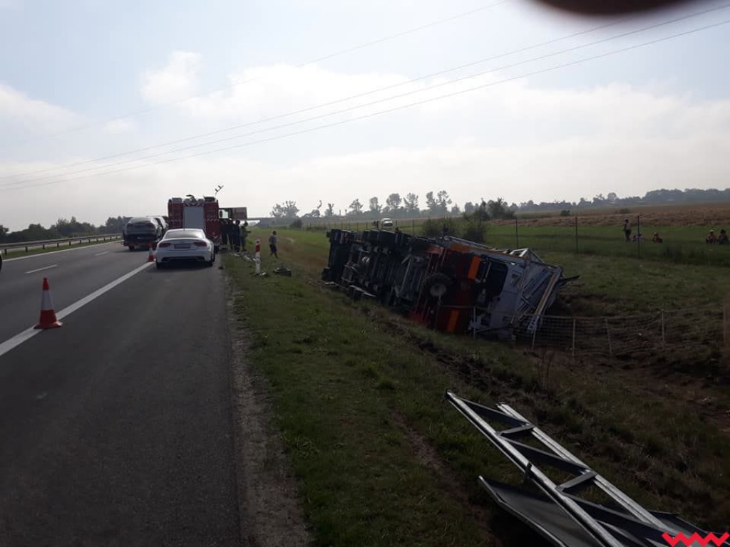Ciężarówka z sześcioma tysiącami kurczaków wpadła do rowu na autostradzie