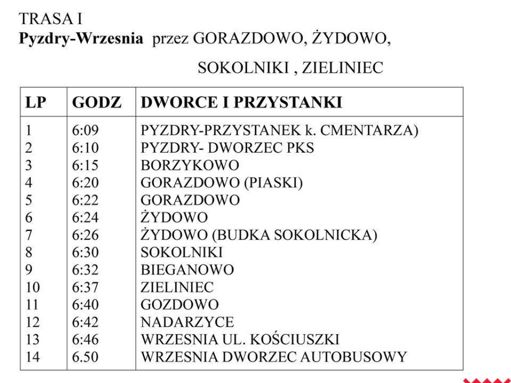 Na czas ferii rusza darmowa komunikacja między Pyzdrami, Kołaczkowem i Wrześnią