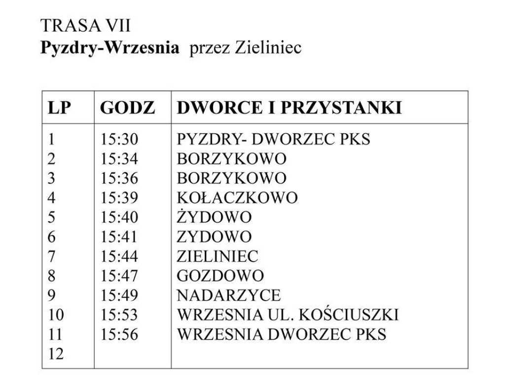 Na czas ferii rusza darmowa komunikacja między Pyzdrami, Kołaczkowem i Wrześnią