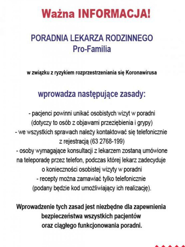 Ważne komunikaty dla mieszkańców gminy Pyzdry w sprawie zagrożenia koronawirusem