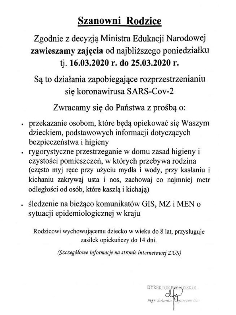 Ważne komunikaty dla mieszkańców gminy Pyzdry w sprawie zagrożenia koronawirusem