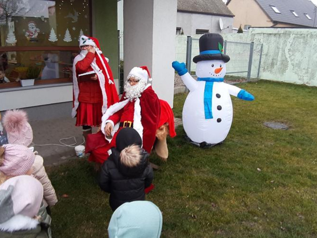 Mikołaj i alpaki w przedszkolu Bajkowy Świat w Pyzdrach