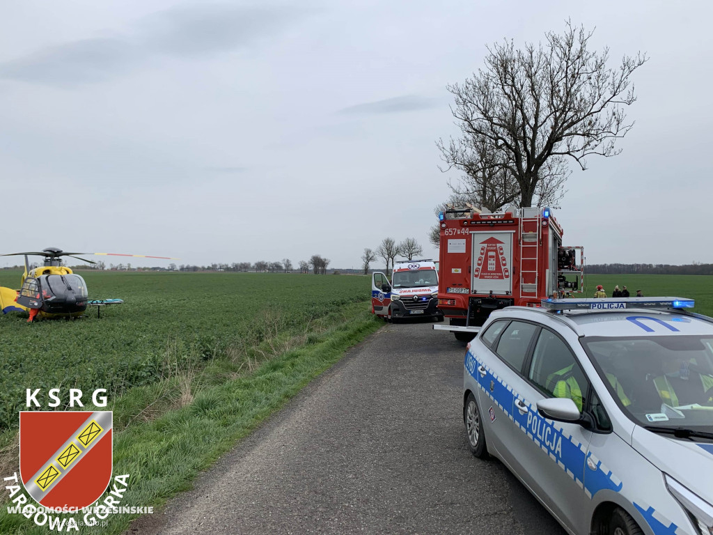 Auto uderzyło w drzewo. Po rannego przyleciał LPR
