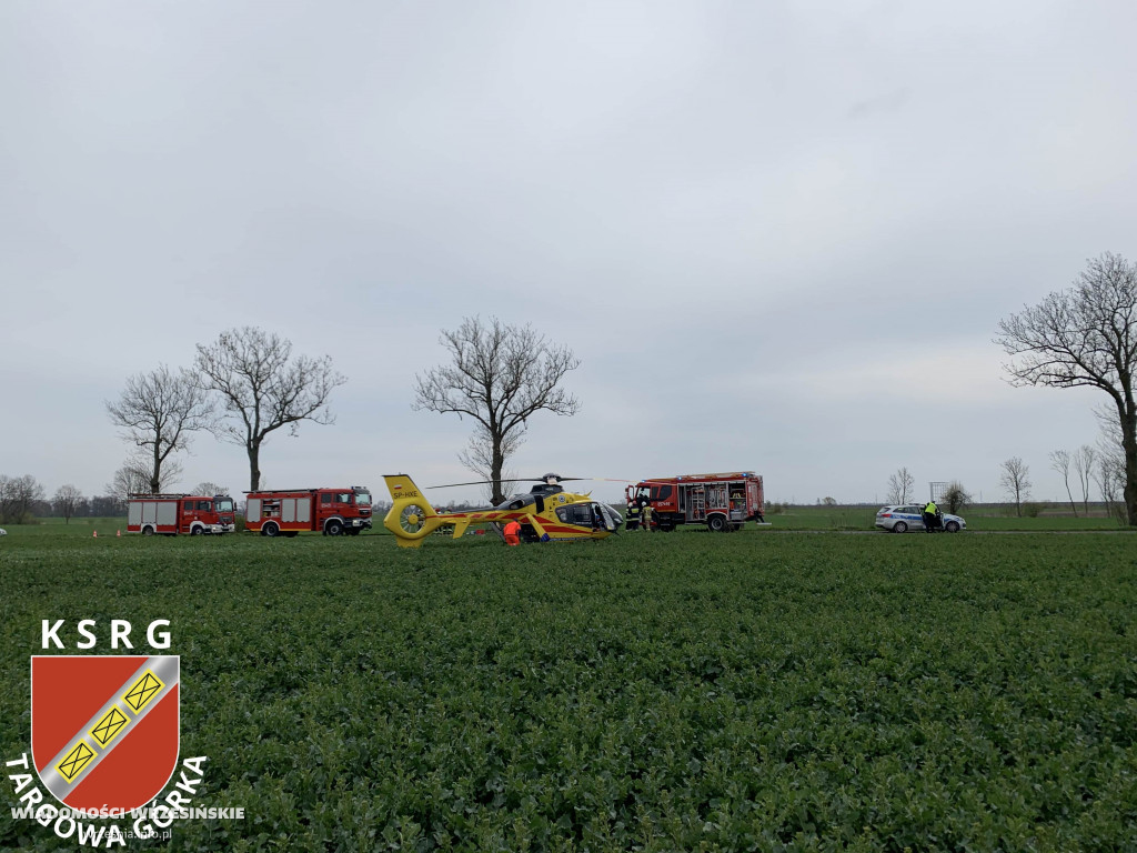 Auto uderzyło w drzewo. Po rannego przyleciał LPR