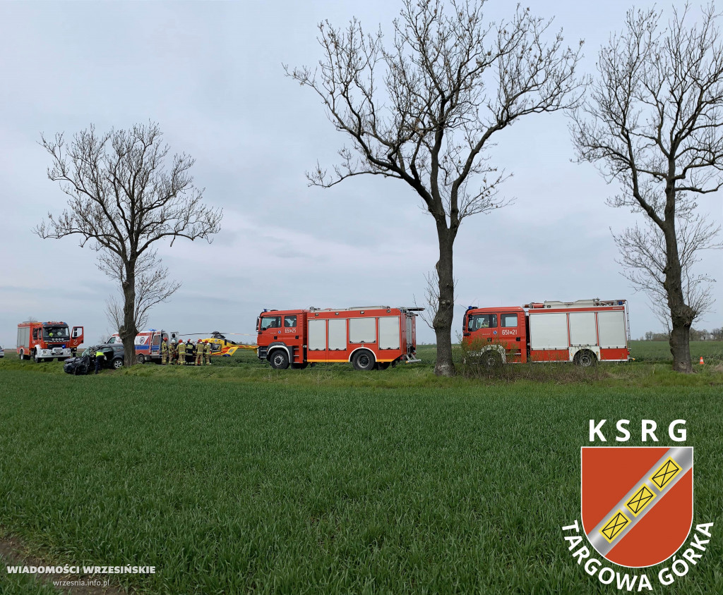 Auto uderzyło w drzewo. Po rannego przyleciał LPR