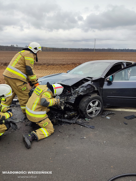 Wypadek na drodze wojewódzkiej. Jedna osoba ranna