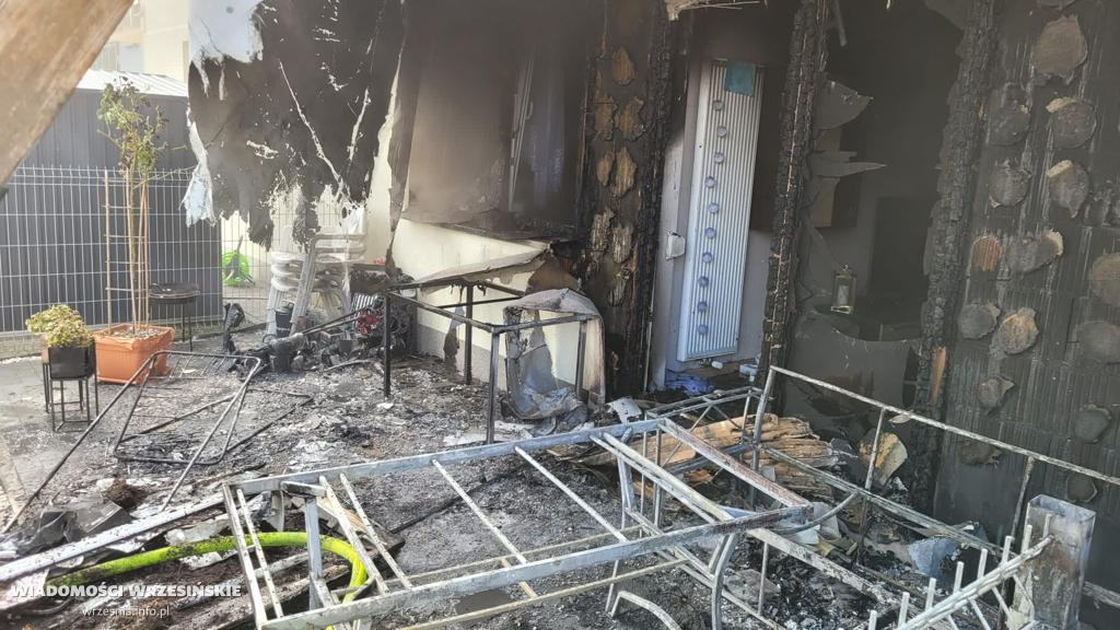 Pożar mieszkania w bloku we Wrześni. Duże straty