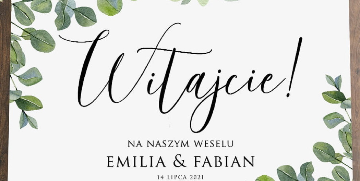 	Tablica powitalna WESELE boho personalizowana
