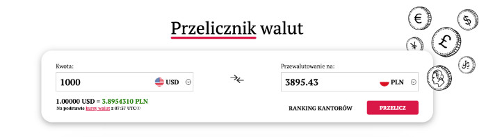 Przelicznik walut. 1000 dolarów ile to zł według FXMAG.