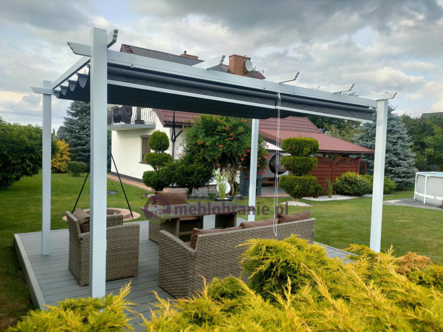 Pergola Kirn 3x4 w kolorze białym - meblobranie.pl