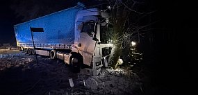 Ciężarówka uderzyła w drzewo