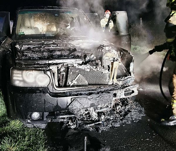 Pożar samochodu w Racławkach. Duże straty