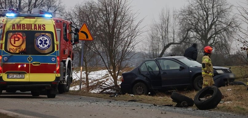 Wypadek na prostym odcinku drogi. Ucierpiał Wrześnianin [FOTO]