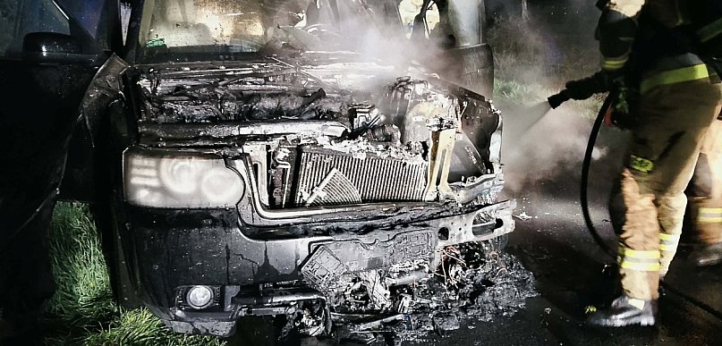 Pożar samochodu w Racławkach. Duże straty