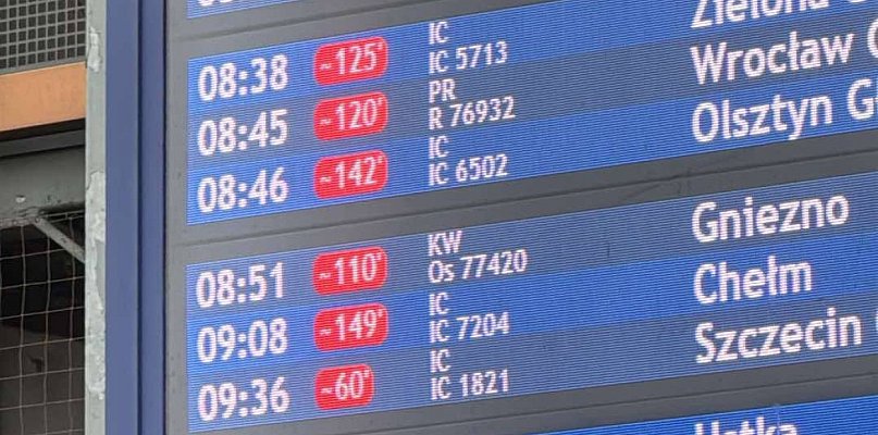 Paraliż na kolei po marznącym deszczu. Poważne opóźnienia pociągów w Wlkp