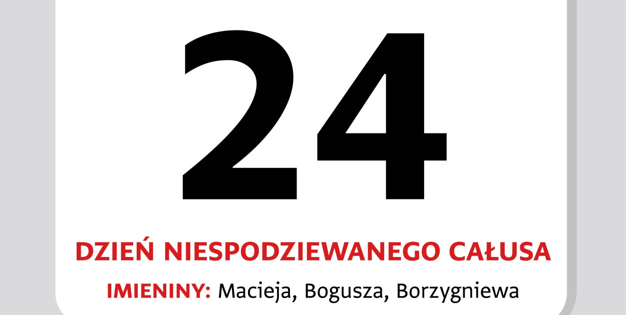 Kartka z kalendarza – 24 lutego. Dziś obchodzimy Dzień Niespodziewanego Całusa