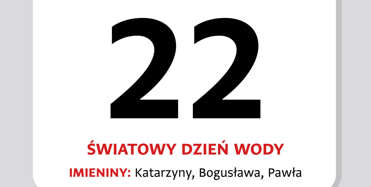 Kartka z kalendarza - 22 marca. Światowy Dzień Wody