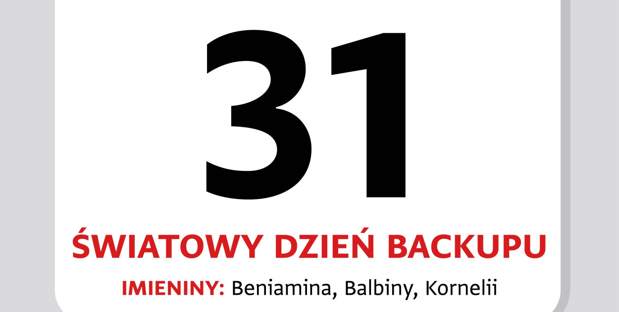Kartka z kalendarza. 31 marca – Dzień Backupu